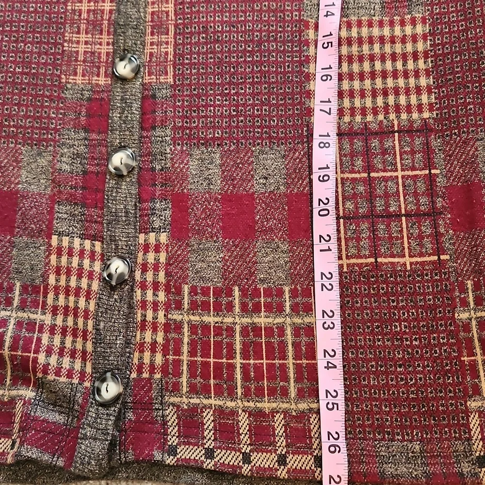Land & Sea Vintage Knit Cardigan Dropped Shoulder Button Up Patchwork EUC